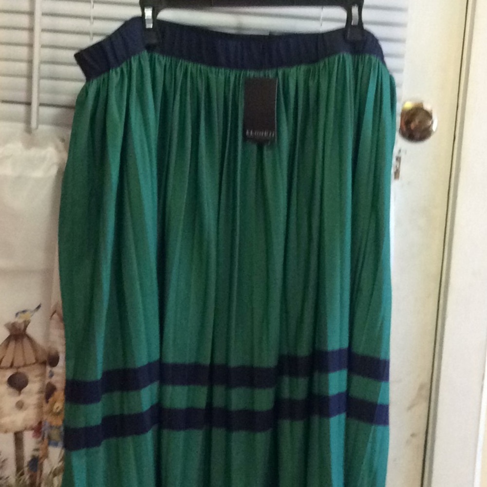 Eloquii flare navy emerald skirt